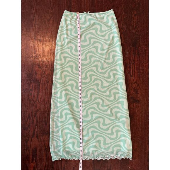 Urban Outfitters Green Swirly Midi Skirt Size Small - Picture 7 of 9